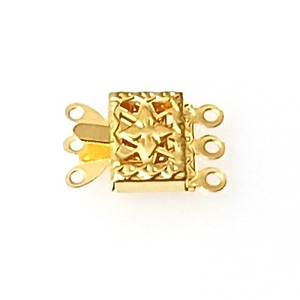 Gold-Plated 3-Strand 10x15mm Box Style Clasps