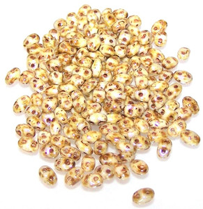 MiniDuo Czech Glass Beads - Opaque Luster Picasso
