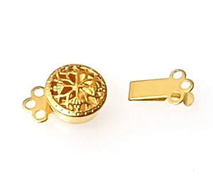 Gold-Plated 3-Strand 10x15mm Round Style Clasps