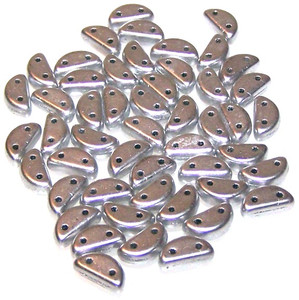 Czech Glass 2-Hole 8x4mm Half Moon Beads - Aluminum