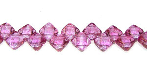 40 Czech Glass Silky 2-Hole 6mm Beads - Alexandrite Pink Luster