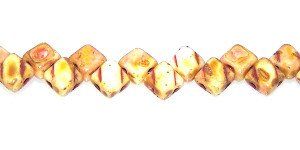 40 Czech Glass Silky 2-Hole 6mm Beads - Chalk Travertine