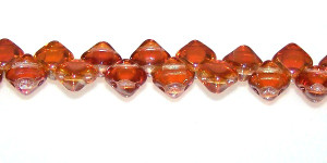 40 Czech Glass Silky 2-Hole 6mm Beads - Crystal Dark Aprcot