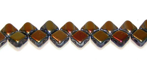 40 Czech Glass Silky 2-Hole 6mm Beads - Crystal Full Marea