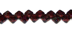 40 Czech Glass Silky 2-Hole 6mm Beads - Dark Amethyst Travertine