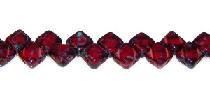40 Czech Glass Silky 2-Hole 6mm Beads - Dark Ruby Picasso 40 Czech Glass Silky 2-Hole 6mm Beads - Dark Ruby Picasso