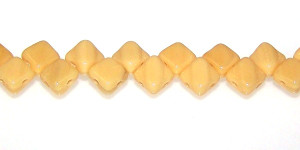 40 Czech Glass Silky 2-Hole 6mm Beads - Opaque Beige
