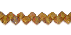 40 Czech Glass Silky 2-Hole 6mm Beads - Opaque Grey Travertine