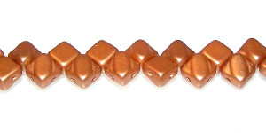 40 Czech Glass Silky 2-Hole 6mm Beads - Pastel Amber