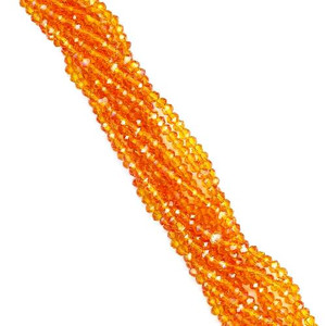 3x2mm Glass Crystal Rondelle Beads - Orange 3x2mm Glass Crystal Rondelle Beads - Orange