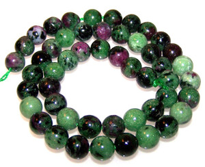 8mm Round Semiprecious Gemstone Beads - Ruby Zoisite