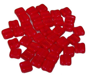 40 Grooved Tile 2-Hole Czech Glass Groovy Beads - Red Opaque 40 Grooved Tile 2-Hole Czech Glass Groovy Beads - Red Opaque