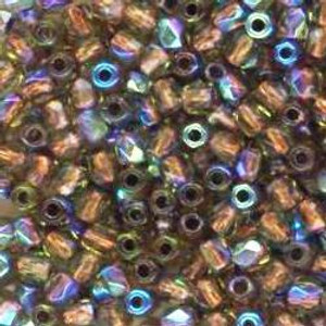 Czech 2mm Fire-Polished Glass Beads - Olive AB Copper Lined Czech 2mm Fire-Polished Glass Beads - Olive AB Copper Lined