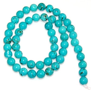 6mm Round Semiprecious Gemstone Beads - Turquoise Colored Howlite