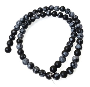 6mm Round Semiprecious Gemstone Beads - Snowflake Obsidian 6mm Round Semiprecious Gemstone Beads - Snowflake Obsidian