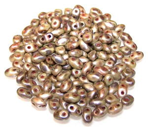 MiniDuo Czech Glass Beads - Matte Ultra Luster Green