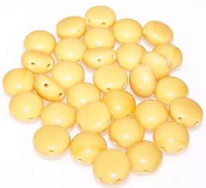 Candy Hole 8mm Czech Glass Beads - Opaque Beige