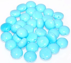 Candy Hole 8mm Czech Glass Beads - Turquoise Blue