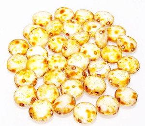 Candy Hole 8mm Czech Glass Beads - Alabaster Picasso