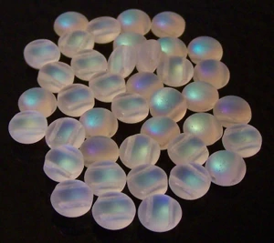 Candy Hole 8mm Czech Glass Beads - Crystal AB Matte