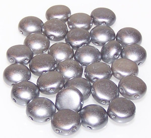 Candy Hole 8mm Czech Glass Beads - Pastel Silver