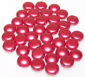 Candy Hole 8mm Czech Glass Beads - Pastel Dark Coral