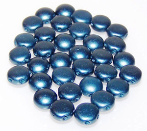 Candy Hole 8mm Czech Glass Beads - Pastel Petrol