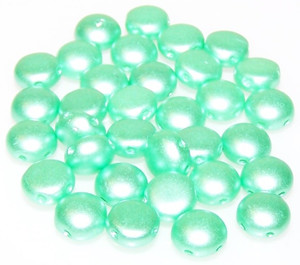 Candy Hole 8mm Czech Glass Beads - Pastel Light Green