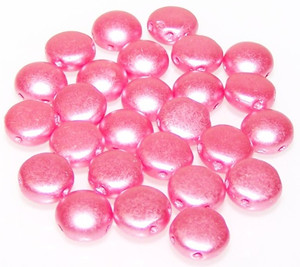 Candy Hole 8mm Czech Glass Beads - Pastel Light Coral