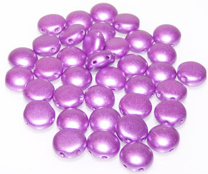 Candy Hole 8mm Czech Glass Beads - Pastel Lilac