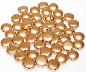Candy Hole 8mm Czech Glass Beads - Aztec Gold