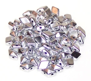 DiamonDuo 2-Hole Czech Glass 5x8mm Beads - Aluminum
