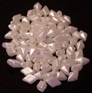 DiamonDuo 2-Hole Czech Glass 5x8mm Beads - Chalk White Luster