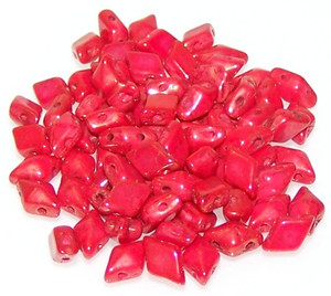 DiamonDuo 2-Hole Czech Glass 5x8mm Beads - Coral Luster