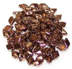 DiamonDuo 2-Hole Czech Glass 5x8mm Beads - Jet Bronze