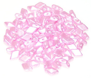 DiamonDuo 2-Hole Czech Glass 5x8mm Beads - Pastel Pink