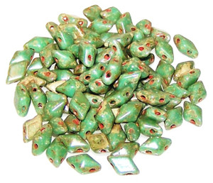DiamonDuo 2-Hole Czech Glass 5x8mm Beads - Turquoise Picasso