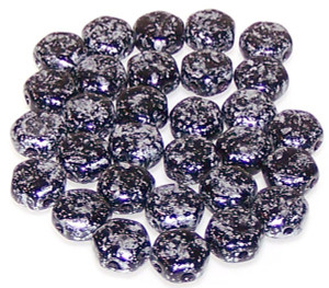 Czech Glass 6mm Honeycomb Hex 2-Hole Beads - Tweedy Silver