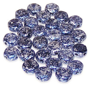 Czech Glass 6mm Honeycomb Hex 2-Hole Beads - Tweedy Blue