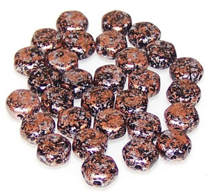 Czech Glass 6mm Honeycomb Hex 2-Hole Beads - Tweedy Light Copper
