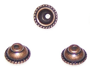 Antique Copper 5x8mm Spiral Trimmed Bead Caps