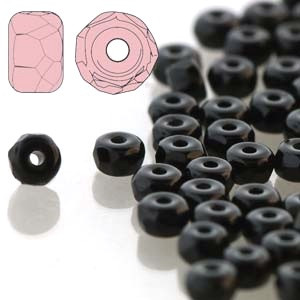 2.2x3mm Czech Glass Faceted Micro Spacers - Jet 2.2x3mm Czech Glass Faceted Micro Spacers - Jet