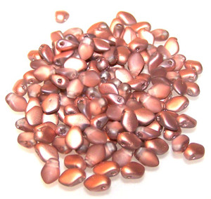 3x5mm Czech Glass Gekko Beads - Crystal Capri Gold Matted