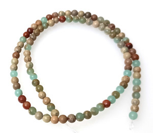 4mm Round Semiprecious Gemstone Beads - Aqua Terra Jasper 4mm Round Semiprecious Gemstone Beads - Aqua Terra Jasper