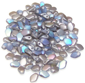 3x5mm Czech Glass Gekko Beads - Crystal Graphite Rainbow Matted