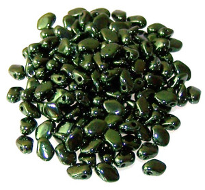 3x5mm Czech Glass Gekko Beads - Jet Red Luster