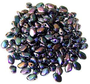 3x5mm Czech Glass Gekko Beads - Jet Celsian Full