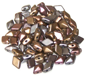 DiamonDuo 2-Hole Czech Glass 5x8mm Beads - Zinc Iris