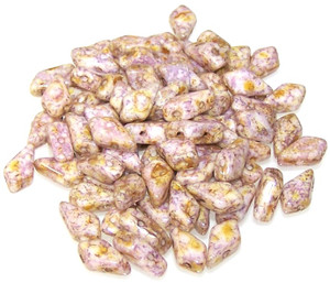 9x5mm Czech Glass Kite Beads - Chalk Senegal Brown