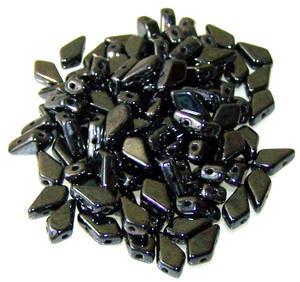 9x5mm Czech Glass Kite Beads - Jet Gunmetal
